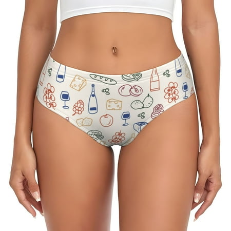 Naloa Doodle Wine Womens No Show Cotton Underwear Mid-High Waisted Soft Ladies Panties Strech Breathable Briefs -4X-Large