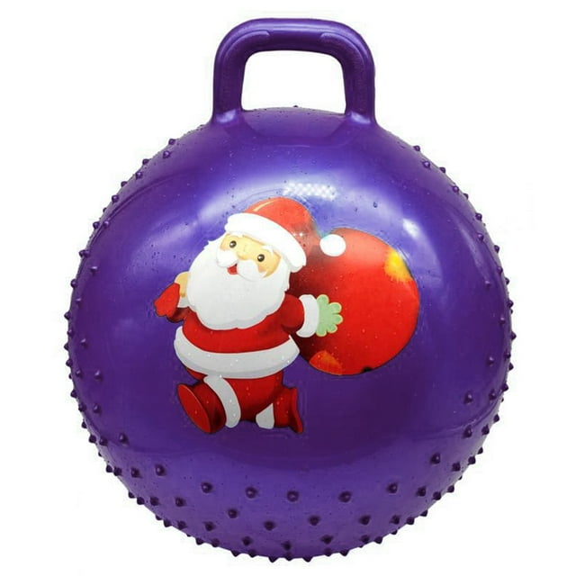 Christmas Theme Yoga Ball Lightweight Anti-slip PVC Handle Hopper Ball for Exercise