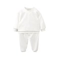 thumbnail image 2 of Afuyipoi Boys and Girls Textured Long Sleeve Crewneck Pullover and Activewear Pants Set 100% Cotton 2-12Y White Size 6, 2 of 6