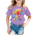thumbnail image 4 of Tisuna Girls 100 Days Of School Tshirt Letter Print Short Sleeve Crew Neck Tops Comfortable Lightweight Child Toddler Summer Shirt Purple Size 8-9 Years, 4 of 4