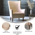 thumbnail image 4 of BizChair Traditional Wingback Accent Chair, Commercial Grade Faux Leather Upholstery and Wooden Frame and Legs, Light Brown, 4 of 10