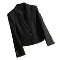 thumbnail image 1 of Suit Jacket for Women with Notched Lapel and Button Closure, Solid Color Design, Polyester-Spandex Blend, Regular Length, Casual Wear, 1 of 7