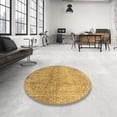 thumbnail image 3 of Ahgly Company Tapis d'Intérieur Rond Abstrait Sedona Brun Oriental, 7 Pieds Rond, 3 of 6