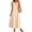 Beige, variant on Women's Sleeveless Long Dress, Elegant Crewneck Loose Swing Maxi Dress, Comfy Plain Color Fashion Lounge Dress for Beach and Travel