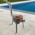 thumbnail image 6 of 3-Wok Ring Wood Burning Stove, Carbon Black Steel Welded Freestanding Outdoor Stove, Portable Firewood Stove for Backyard Camping Picnic, 6 of 11