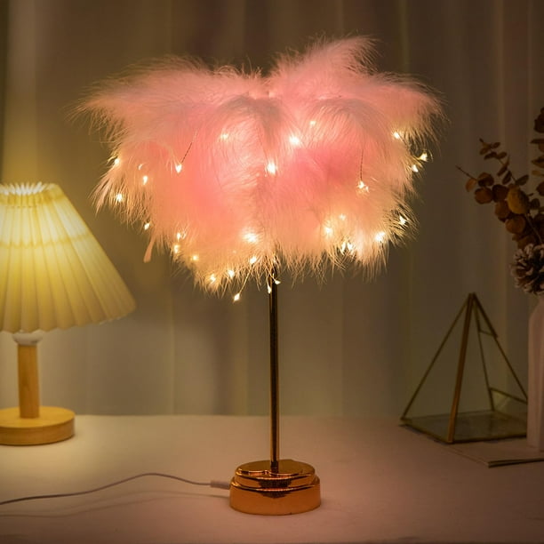 Lámpara de ambiente de plumas Lámpara de noche recargable Versátil para la decoración del dormitorio del hogar