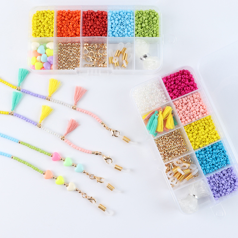Feildoo A Variety of Styles of Clay Bead Bracelet Making Set DIY Glasses Mask Anti-loss Rope with Charm Set Jewelry Making,10 Grams of 3mm Pony Beads