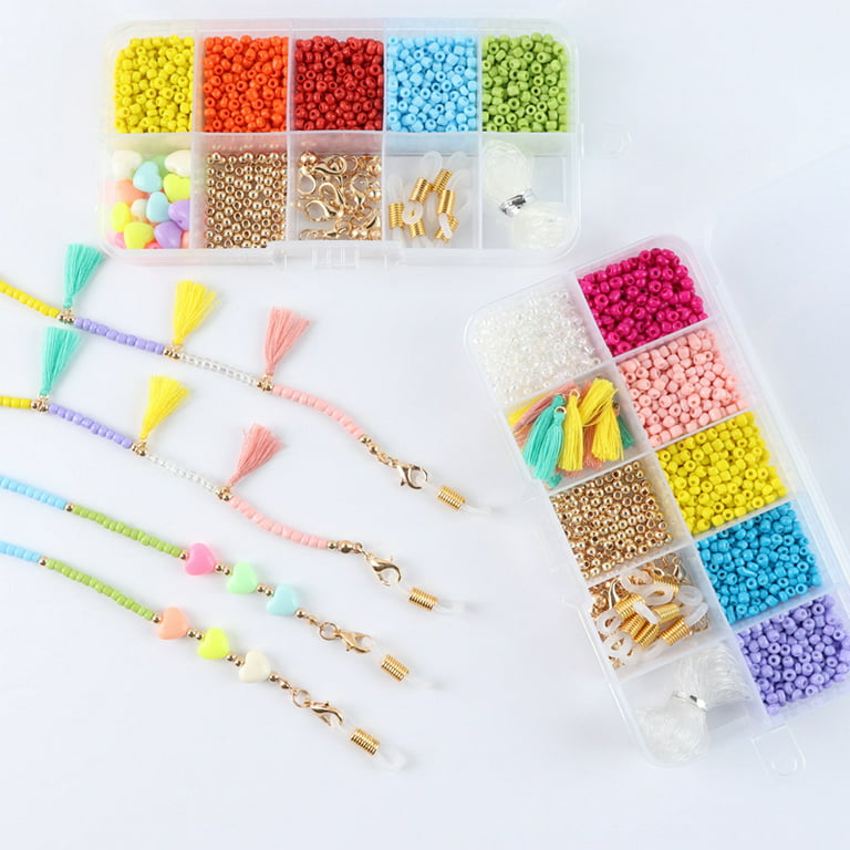Feildoo Seed Beads Friendship Diy Bracelet Beads Craft Kit Small Rainbow  Beads For Making Jewelry Bracelet Necklace,24 Grids 3Mm Rice Bead Color  System 3 With Accessories 