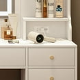 thumbnail image 6 of Makeup Vanity Desk with Mirror and Lights, Farmhouse Vanity Table with Charging Station, 41.3'' Bedroom Dressing Table with 6 Drawers & 4 Cabinets, 3 Color Lighting Modes, White (41.34"x15.75"x59.45"), 6 of 7