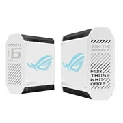 ASUS ROG Rapture GT6 (2PK) Tri-Band WiFi 6 Gaming Mesh WiFi System, covers up to 5,800 sq ft, 2.5 Gbps port, triple-level game acceleration, ASUS RangeBoost Plus, UNII 4, Moonlight White