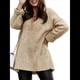 thumbnail image 3 of Suéter Holgado de Mujer, Cuello en V, Larga, Blusa Informal para Otoño e Invierno. Caqui XL, 3 of 8