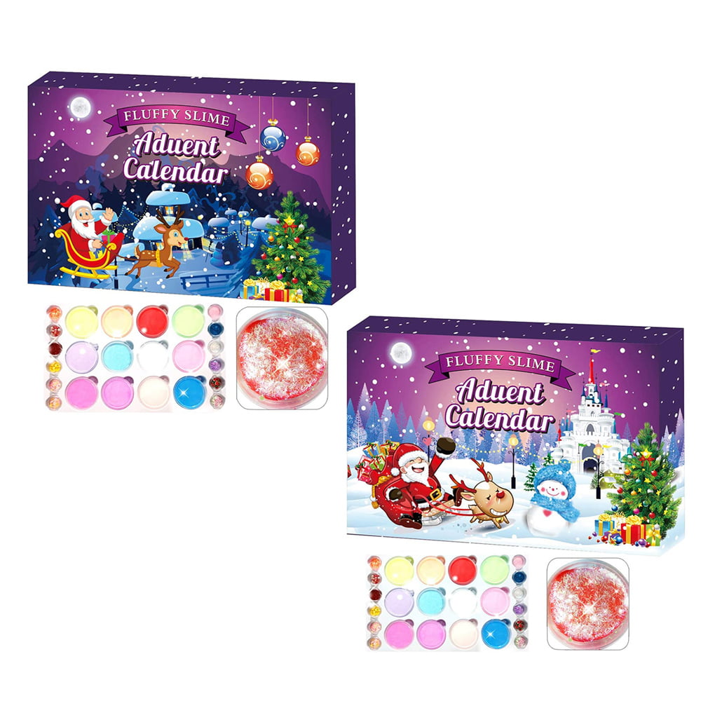 24pcs/set Slime Advent Calendar Christmas Countdown Kids Toys Christmas Decor 