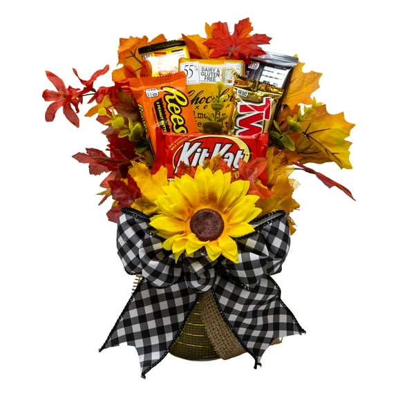 Autumn Sunflowers & Chocolate Candy Bouquet
