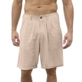 thumbnail image 5 of Dwelliawo Men's Cotton Linen Shorts Pleat-Front 9" Flat Front Cotton Linen Shorts Relaxed Fit Travel Outfits Linen Dress Elastic Waist Vintage Khaki S, 5 of 5
