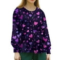 thumbnail image 4 of Valentines Day Scrub Jackets for Women Plus Size Loose Button Snap Front Cute Valentine Love Printed Scrubs Casual Long Sleeve Scrub Tops Nursing Workwear Medical Nurse Uniform with Pockets Purple S, 4 of 4
