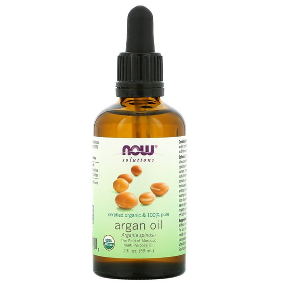 NOW Foods Solutions, Certified Organic & 100% Pure Argan Oil, 2 fl oz (59 ml)