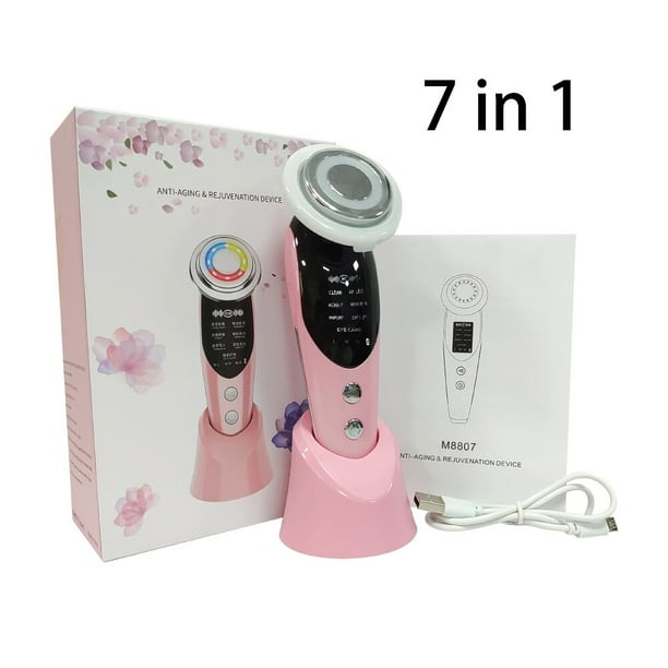 Masajeador Facial 7 en 1 para mesoterapia, aparato de radiofrecuencia EMS para estiramiento de la piel, cuidado con LED