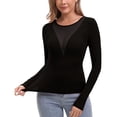 thumbnail image 3 of Galabris Womens Long Sleeve Tops Sexy See Through Slim Fitted T-shirt Deep U Stretchy Crew Neck Tee, 3 of 6