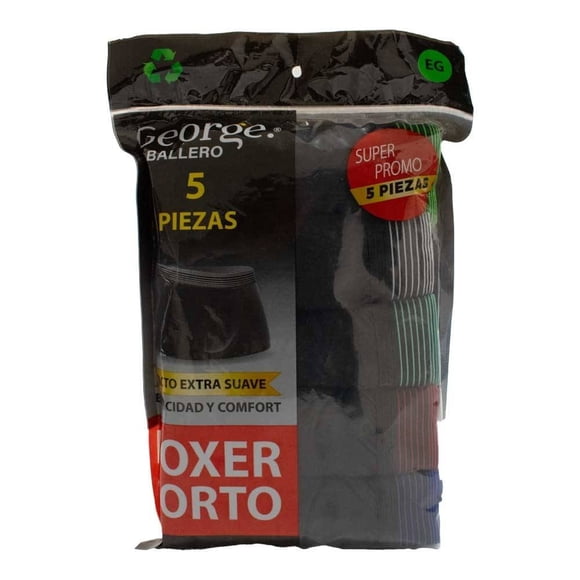 Bóxer George para Hombre Brush Cortos Resortes con Varios Colores 5 Piezas Talla M
