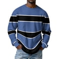 thumbnail image 2 of OIOLOYJM Waffle Shirts for Men Casual Solid Color Long-Sleeve Crewneck T-Shirt Basic Knitted Tops Spring Work Blouses Blue L, 2 of 4