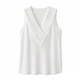 thumbnail image 7 of Uaswgudfs Women's V Neck Sleeveless Crinkle Tank Top Casual Blouse Summer Casual Tops Lightweight Everyday Outfit White M, 7 of 7