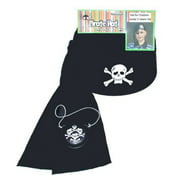Pirate Party cap/Bandanna - Black Stretch Fabric w/Elastic Headband & Eye Patch Bandana