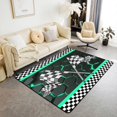thumbnail image 1 of Erosebridal Racing Car Non Slip Rug 3x5 for Boys,Mint Green Honeycomb Area Rug,Geometric Neon Lights Hexagonal Carpet Non Slip,Black and White 3D Race Car Flag Indoor Floor Mat Room Decor, 1 of 6