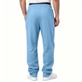 thumbnail image 7 of Men's Baggy Cargo Sweatpants Straight Wide Leg Open Bottom Drawstring Elastic Waist Cargo pants Workout Athletic Joggers Sweat Pants with pockets Sky Blue L, 7 of 7