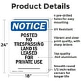 thumbnail image 2 of (2 Pack) Posted No Trespassing Land Is OSHA Notice Sign 18 Inch X 24 Inch Indoor / Outdoor Rust-Free Aluminum Metal Signs for Workplace, Workshop, and Construction Site, Made in the USA, 2 of 8