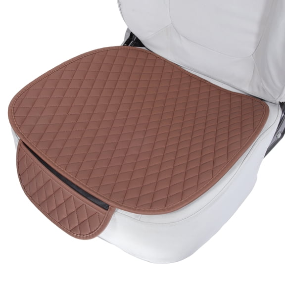 Unique Bargains Car Seat Cover Leather Diamond Brown Car Seat Pad Cover, Rectangle, Universal for Car SUV Truck, 53cmx49cmx3cm, 1 Pcs