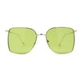 thumbnail image 1 of SA106 Womens 90s Metal Rim Large Rectangle Geeky Sunglasses Gold Green, 1 of 4