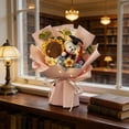 thumbnail image 6 of Graduation Gift Crochet Flowers Bouquet, Handmade Sunflower Bear Graduations Flower Bouquet with String Light (Pink), 6 of 6