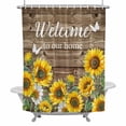 thumbnail image 2 of Welcome to Shower Curtain for Bathroom Decor, Our Home Wood Grain Farmhouse Sunflowers Butterfly Waterproof Fabric Shower Curtain, 72"x78" Set with 12 Hooks, 2 of 9
