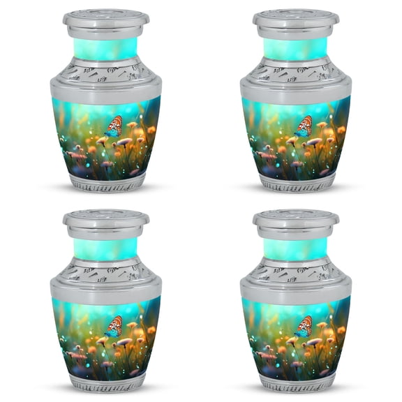 Sunset Butterflies Urn for Human Ashes, Keepsake Cremation Urns for Ashes Adult Female, Mini Funeral Urns for Ashes, Decorative Small Urns for Ashes Adult Male, 3 Inch, 4pcs