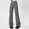 thumbnail image 2 of Kmdttou Women Plus Size Flap High Waisted Work Pants Multi-Pockets Versatile Straight Leg Pants Trousers, 2 of 5