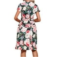 thumbnail image 5 of Mefallenssiah Femmes Print Manches Courtes Solides Casuals Confortable V-Cou Tunique Mini Robe Mince, 5 of 5