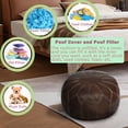 thumbnail image 4 of Thgonwid Indoor Vegan Leather Round Pouf, Coffee, Leather Texture, Folower Morrocan Style, 4 of 6