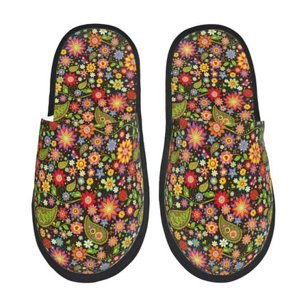 Balery Paisley7 Slient Indoor Furry Fleece Comfort House Shoes Soft Non-Slip Home Shoes Cotton slippers House Slippers-- Large