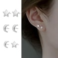 thumbnail image 2 of HOOUN Womens Silver Tiny Moon Star Stud Minimalist Earrings Surgical Steel Screw Back-Moon (2pcs), 2 of 8