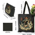 thumbnail image 3 of COMIO 2 Pcs Canvas Tote Bags Cute Aesthetic Tote Bags with Zipper Carrying Computers Sushi Dragon Ramen Black, 3 of 8