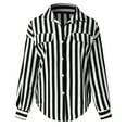 thumbnail image 4 of Football Shirts for Women V Neck Denim Shirts for Juniors Women Casual Lapel Button Stripe Print Sun Long Sleeve Shirt Top plus Size Business Casual Tops, 4 of 7