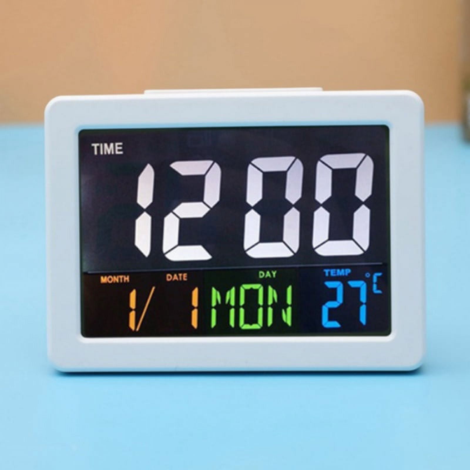 Colorful Large Digital Display Students Alarm Clock Display Date LED Electronic Desk Clock with Indoor Temperature Home Decor