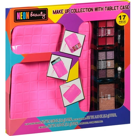 Neon Beauty Make Up Collection with Tablet Case, 17 pc