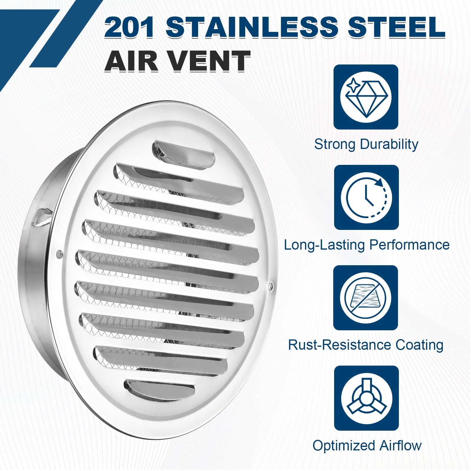 Uxcell 4pcs Stainless Steel Soffit Vent 6" Round Louver Grille Cover Air Vent Hood Soffit Exhaust with Screen Mesh for Wall Ceiling Mount Bathroom Garage Attic Ventilation