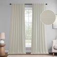 thumbnail image 3 of Exclusive Fabrics  Lounge Embossed Velvet Curtains - Room Darkening Rod Pocket Curtain for Bedroom & Living Room (1 Panel) 50 X 120 - Ivory, 3 of 5