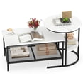 thumbnail image 2 of Costway Coffee Table Set of 2 2-Tier Rectangle Coffee Table and Side End Table White & Black, 2 of 11