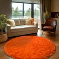 thumbnail image 3 of ZENELESS Shaggy Circular Rug,5x5ft Orange Ultra-Soft Plush Modern Round Fluffy Carpet,Soft Area Rugs for Living Room,Nursery Room,Bedroom, 3 of 8