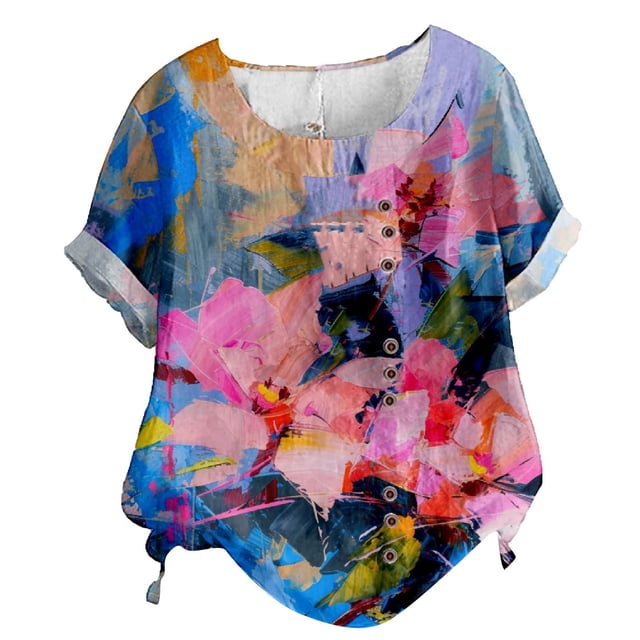 YLHFASHION T-shirt Décontracté à Manches Courtes pour Femmes Col Rond Tops Surdimensionnés Léger Doux 50 % de Rabais Liquidation T-shirt à Manches Courtes pour Femmes