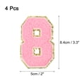 thumbnail image 2 of 4 Packs Glitters Chenille Number Patches 8.4cm / 3.3" Embroidery Numbers Patches for T-Shirt, Hats, Bags (Pink, 8), 2 of 6