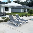 thumbnail image 3 of PURPLE LEAF Patio Chaise Lounge Chair Set Plastic Textilene Outdoor Lounger with Side Table 6 Adjustable Positions Sunbathing Tanning Recliner for Pool Outside Beach Lawn, Grey, 3 of 10